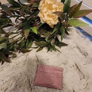 Kate Spade Tinsel Boxed NWOT Small Card Holder Rose Gold EUC